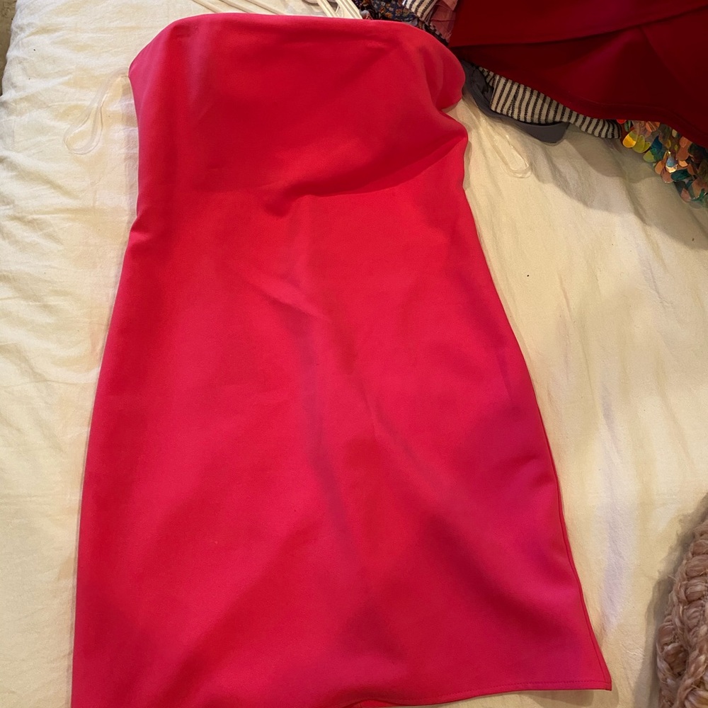 Hot pink strapless dress